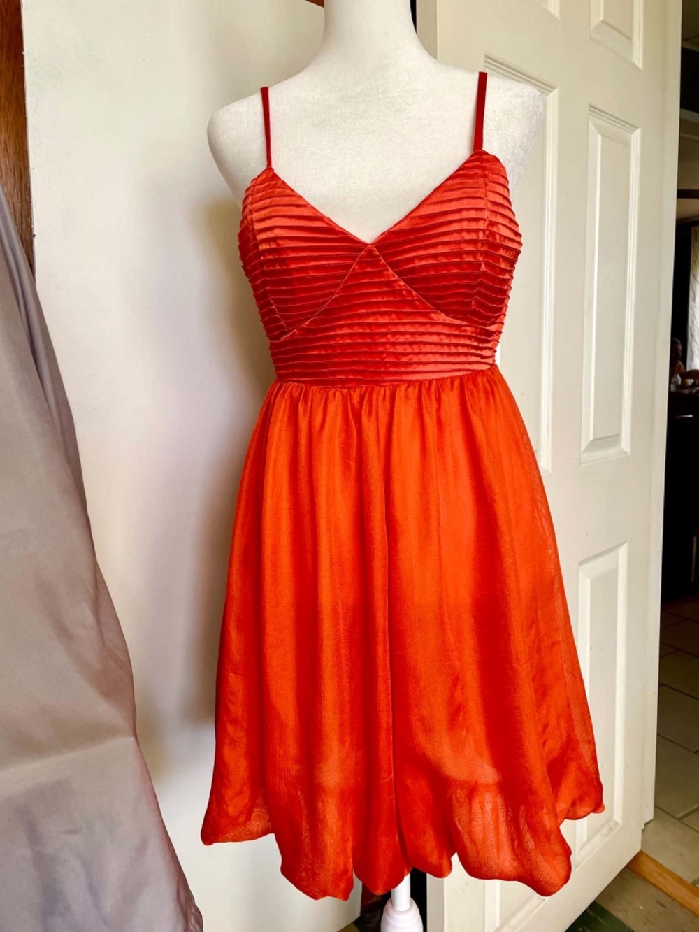 Halloween Sexy Pumpkin S Orange Pleated Bodice Fit Flare Flowy Dress